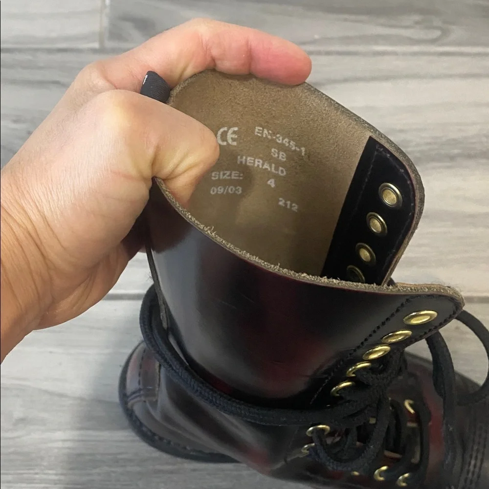 Dr. Martens they are * Grinders *Burgundy and Black Combat Boots - Picture 4 of 5